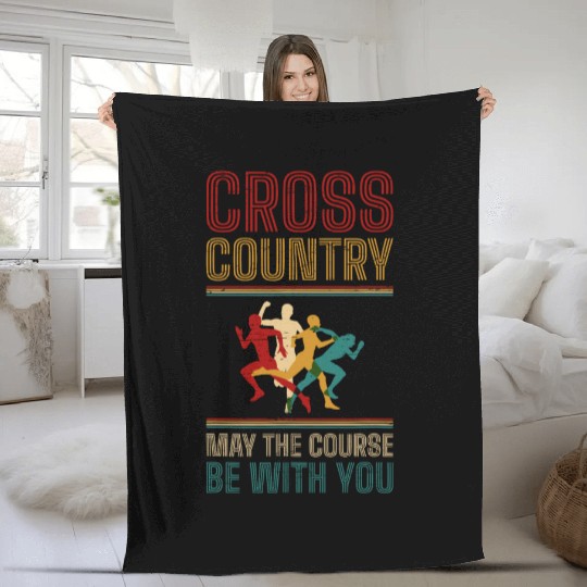 Cross Country May The Course Be With You Runner Fleece Blankets