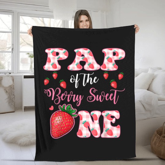 Pap Of The Berry Sweet One Strawberry First Birthd Fleece Blankets