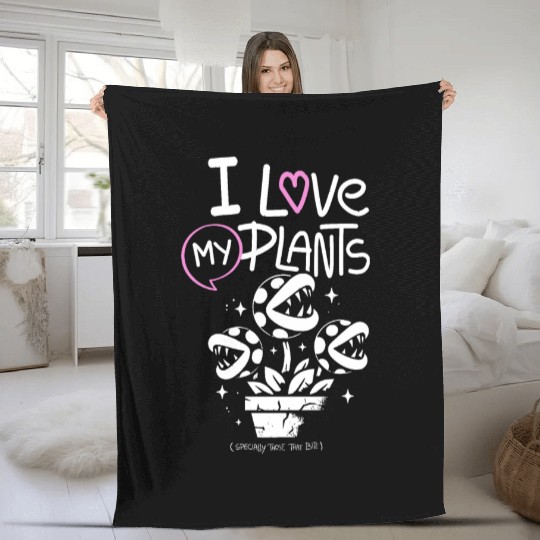 I Love My Plants – Cute Venus Flytrap Plant Lover Fleece Blankets