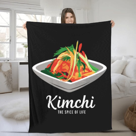 Kimchi The Spice of Life Korean Food Fleece Blankets