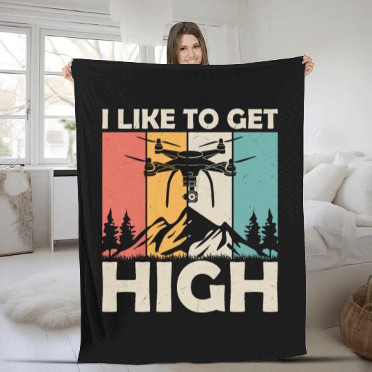 I Like To Get High RC Flight Drone Pilot Fleece Blankets