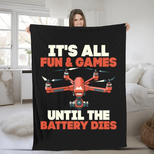 It's All Fun & Games RC Flight Drone Pilot Fleece Blankets