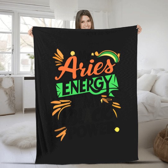 My Aries Energy is My Black Power Fleece Blankets