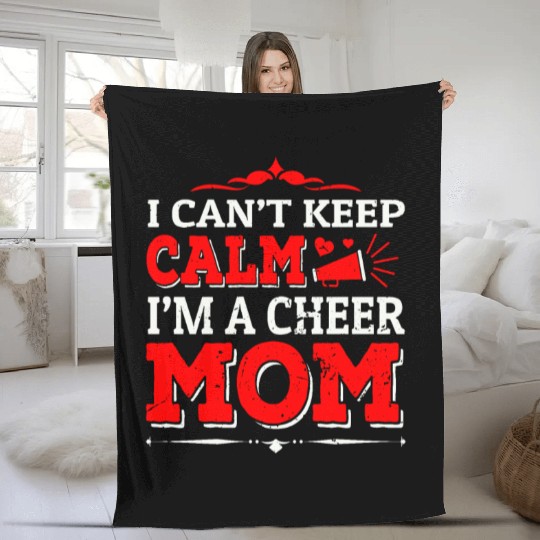 Keep Calm Cheer Mom Cheerleading Mother's Day Fleece Blankets