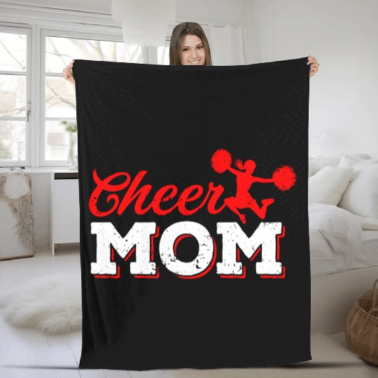 Cheer Mom Funny Cheerleading Mommy Mother's Day Fleece Blankets