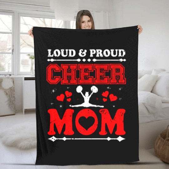 Loud & Proud Cheer Mom Cheerleading Mother's Day Fleece Blankets