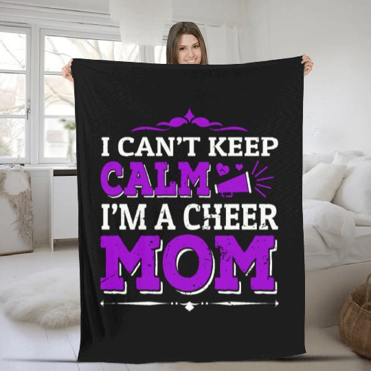 Keep Calm Cheer Mom Cheerleading Mother's Day Fleece Blankets