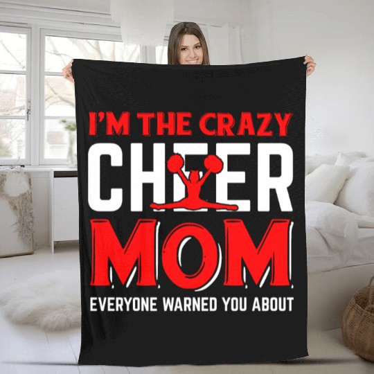 Crazy Cheer Mom Cheerleading Mommy Mother's Day Fleece Blankets