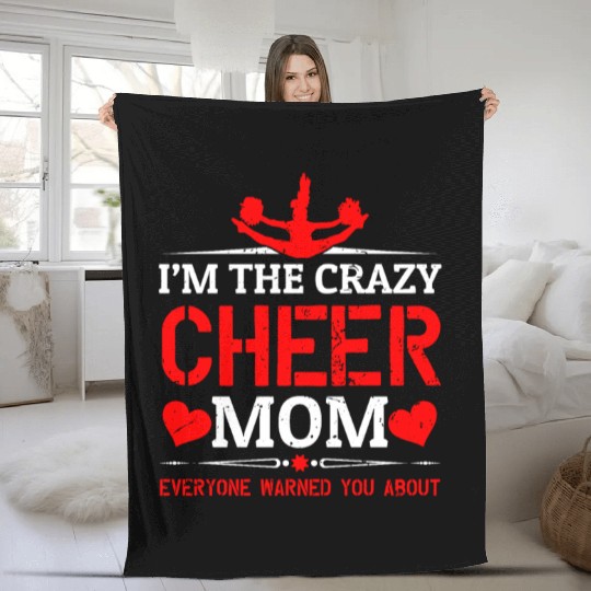 Crazy Cheer Mom Cheerleading Mommy Mother's Day Fleece Blankets