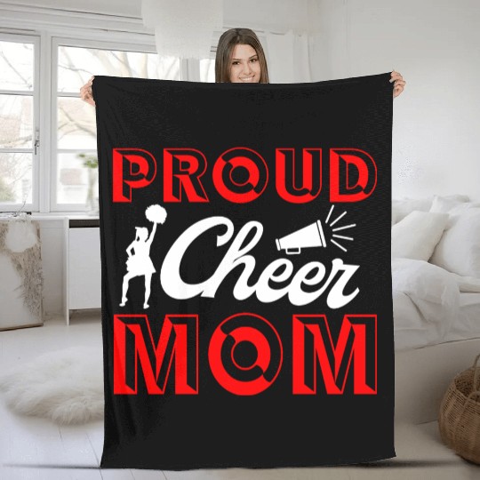 Proud Cheer Mom Cheerleading Mommy Mother's Day Fleece Blankets