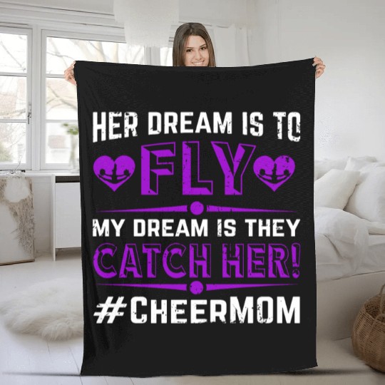 Dream Cheer Mom Cheerleading Mommy Mother's Day Fleece Blankets