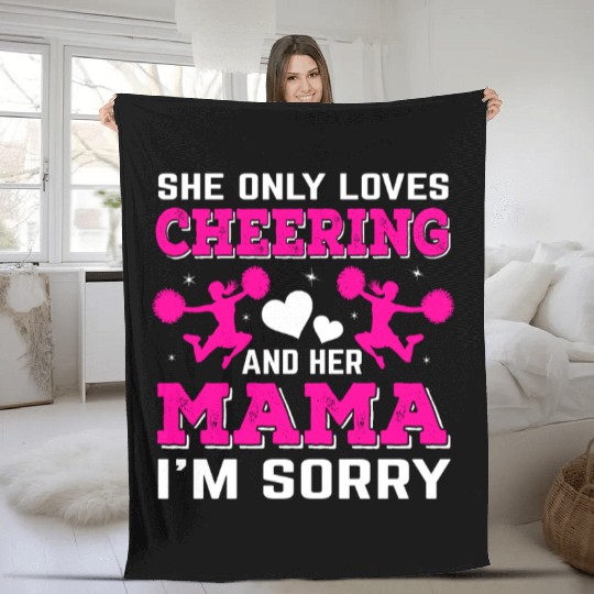 Loves Cheer Mom Cheerleading Mommy Mother's Da Fleece Blankets