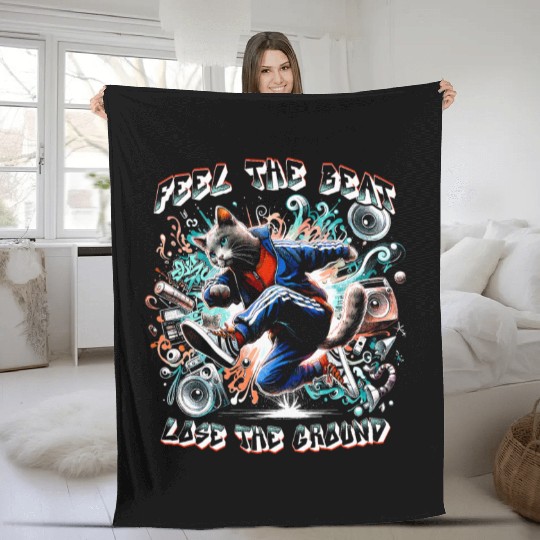 Breakdancing B-boy Feel the beat Fleece Blankets