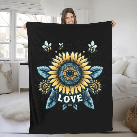 Sunflower Love Fleece Blankets