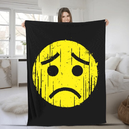 Depressed Emoticon Fleece Blankets