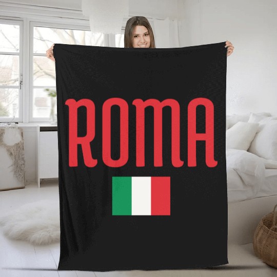 Vibrant Rome Italy Flag Typography Design Fleece Blankets