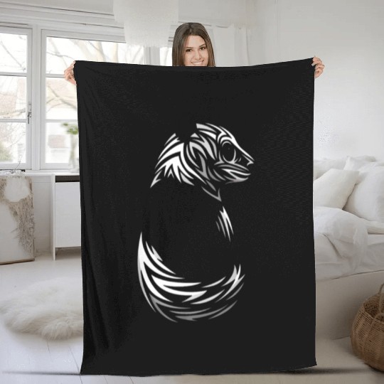 tribal panda bear tattoo Fleece Blankets