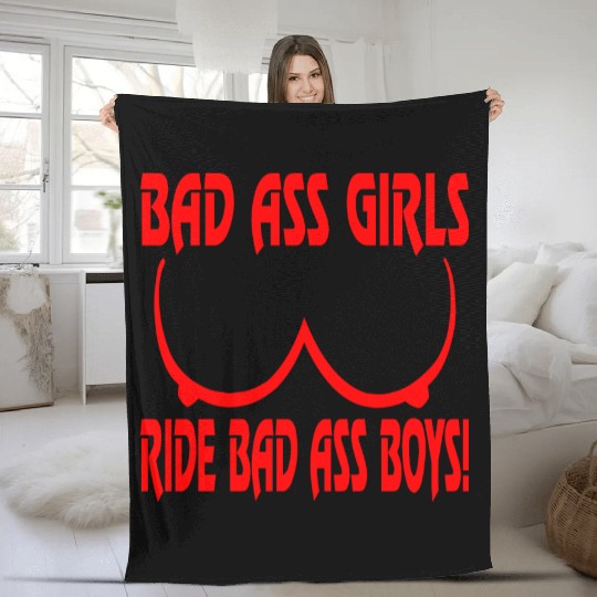 Badass Girls Ride Badass Boys LIKE US ON FACEBOOK Fleece Blankets