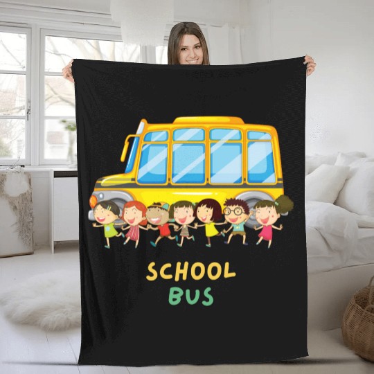 Cool School Bus Here I Come Back to School Driver Fleece Blankets