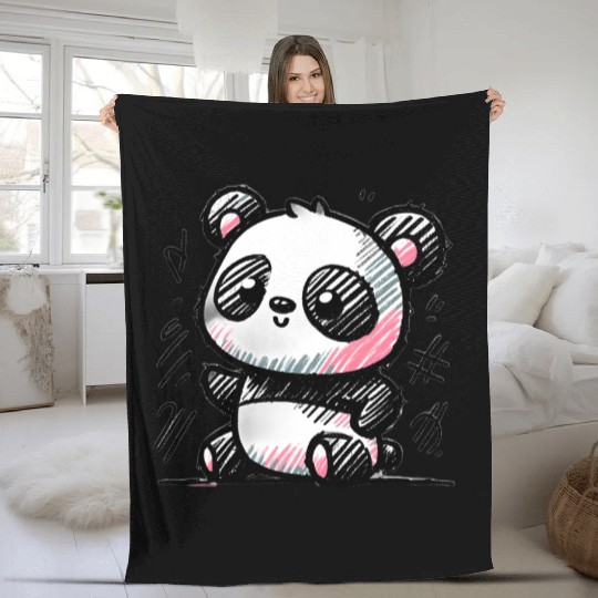 Panda doodle Fleece Blankets