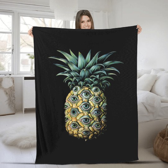 Weirdcore Aesthetic Pineapple Eyes Human Eyeball S Fleece Blankets