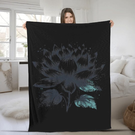 Modern Lotus with Brushstroke Effect 2 Fleece Blankets