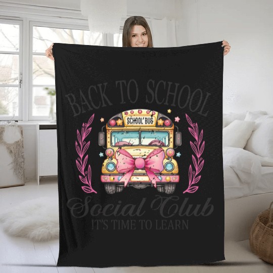 Back to School Bus Soociial Clubb Retro Fleece Blankets