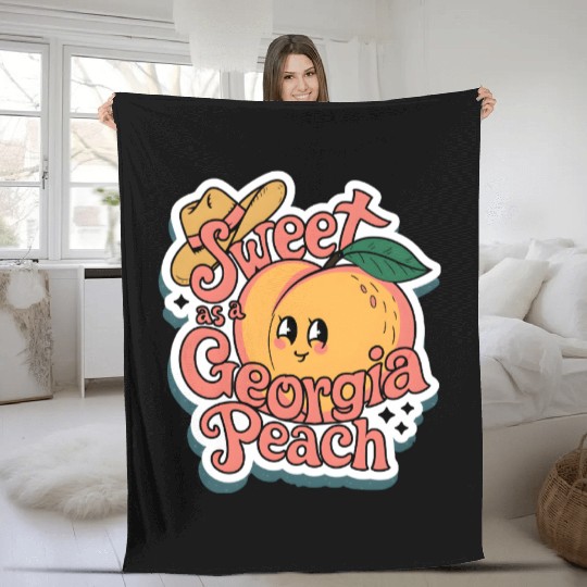 Sweet as a Georgia Peach Sticker.t-shits Fleece Blankets