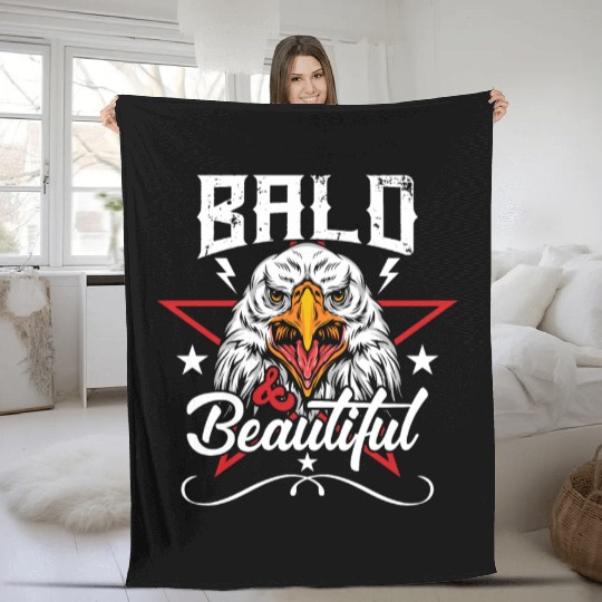 Bald & Beautiful American Eagle with Stars and Fleece Blankets