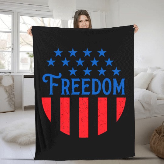 Patriotic Freedom Stars and Stripes Fleece Blankets