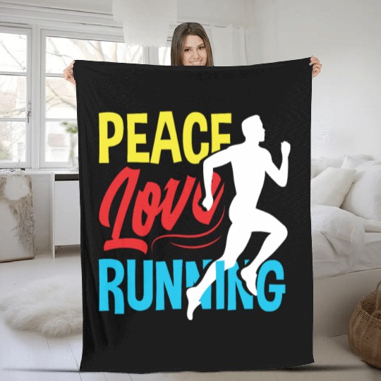 Peace Love Running Design For Runners Fleece Blankets