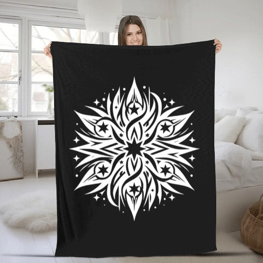 Tattoo Composition Of Stars And Flames Fleece Blankets
