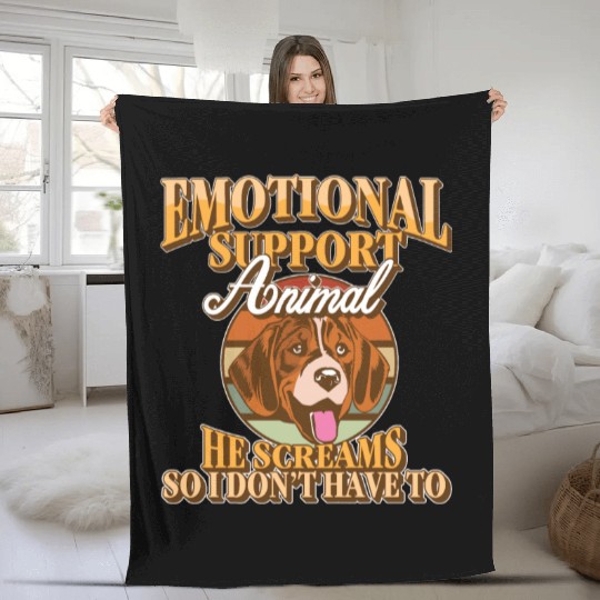 Emotional Support Animal He Screams So I Don't Fleece Blankets