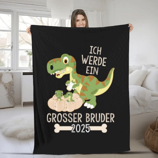 Siblings Baby Dino I Will Be A Big Brother 2025 Fleece Blankets