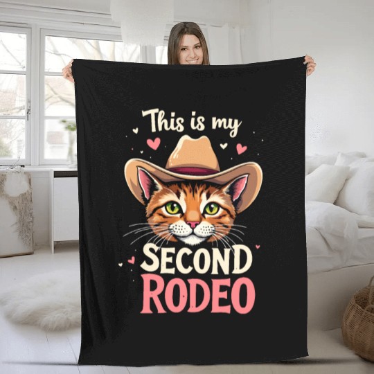 This Is My Second Rodeo Cowboy Cat Fleece Blankets