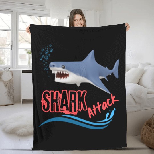 A different unique colorful shark attack design Fleece Blankets