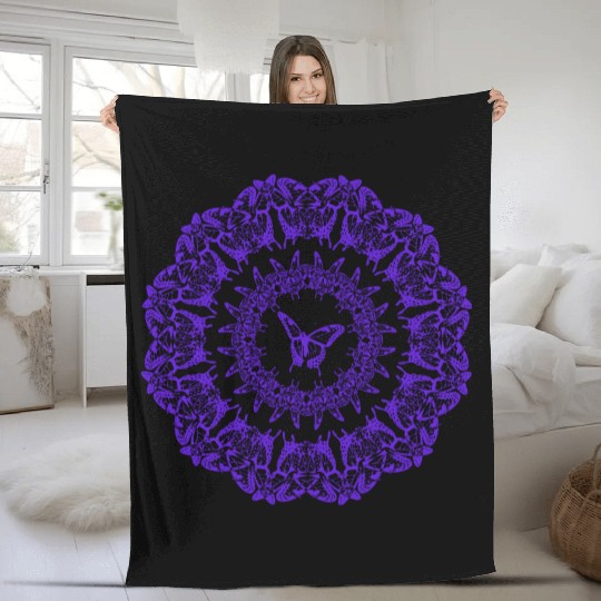 A purple butterfly. Fleece Blankets