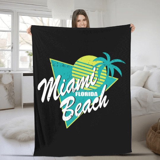 Miami Florida Beach Fleece Blankets