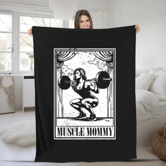 Tarot Cards Muscle Mommy Squatting Barbell Fleece Blankets
