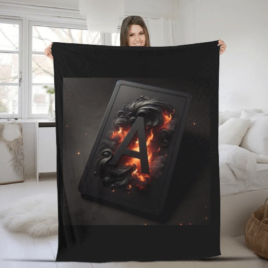 Black Card with Big A Fleece Blankets