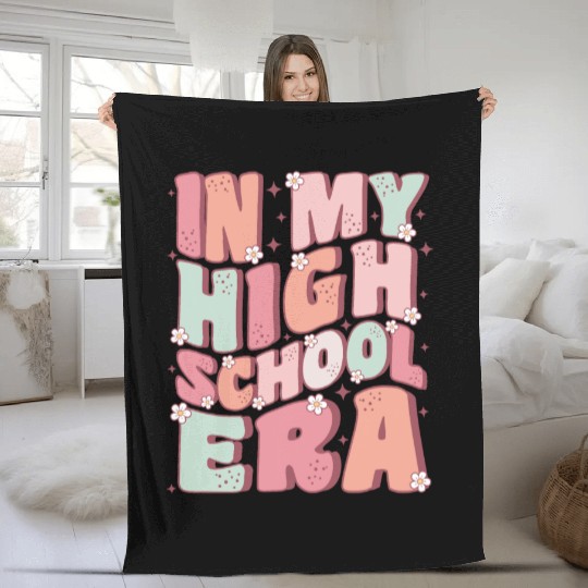 In My High School Era Cute Groovy Back to School Fleece Blankets