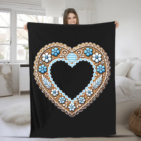 Gingerbread heart frame Tradition and love united Fleece Blankets