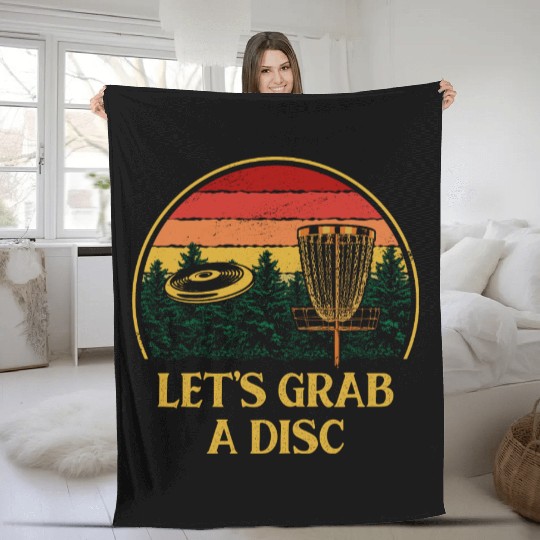 Lets Grab a Disc Sports Disc Golf Games Golfer Out Fleece Blankets
