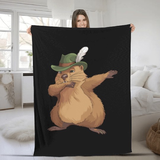 Groundhog Marmot for a Marmot lover groundhog fan Fleece Blankets
