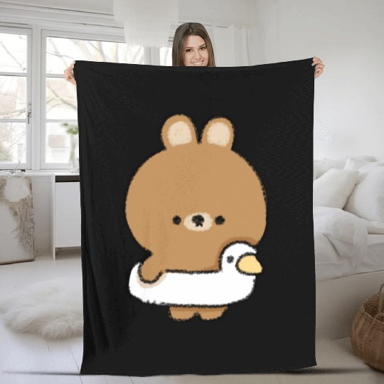 Swimming Bunny Fleece Blankets