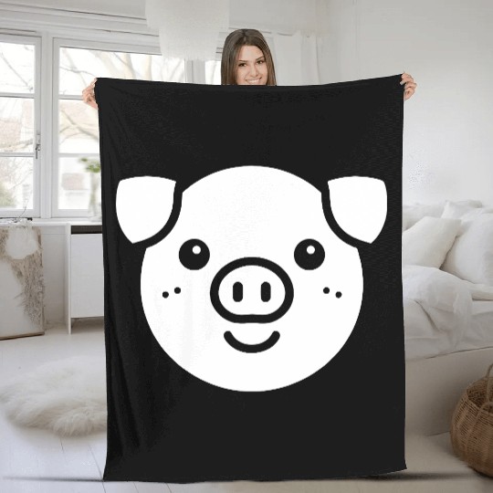 Pig face cute pigs vector farm animal path14 Fleece Blankets