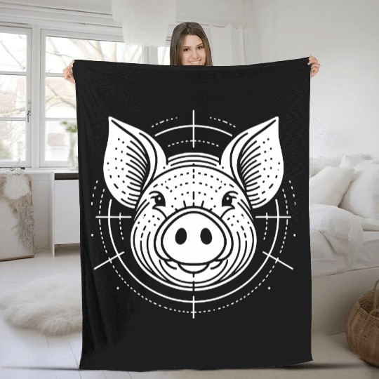 Pig face pigs vector farm animal path20 Fleece Blankets
