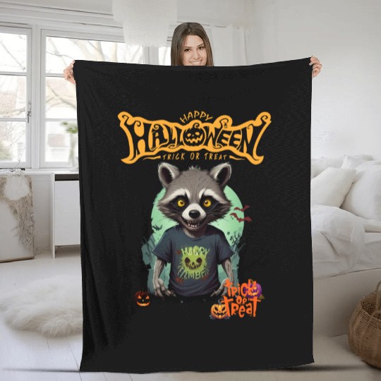 Trick or Treat Raccoon Fleece Blankets