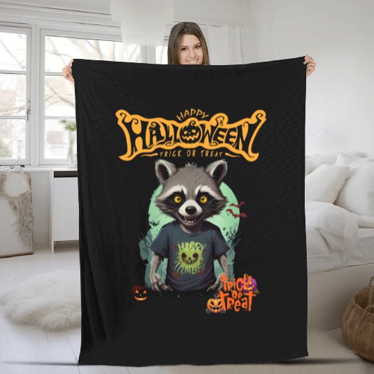 Trick or Treat Raccoon Fleece Blankets