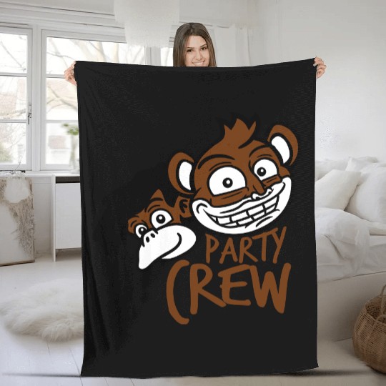 Monkey Chimpanzee Party Animals Crew Team Friends Fleece Blankets